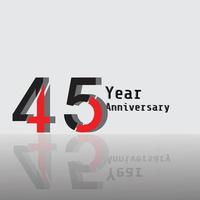 45 Years Anniversary Celebration Red Color Vector Template Design Illustration