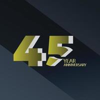 45 Years Anniversary Celebration Gold Black Background Color Vector Template Design Illustration