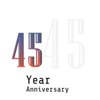 45 Years Anniversary Celebration Rainbow Color Vector Template Design Illustration