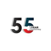 55 Years Anniversary Celebration Blue Color Vector Template Design Illustration