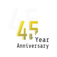 Ilustración de diseño de plantilla de vector de color amarillo de celebración de aniversario de 45 años