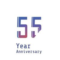 55 Years Anniversary Celebration Blue Color Vector Template Design Illustration