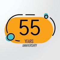 Ilustración de diseño de plantilla de vector de color amarillo celebración de aniversario de 55 años