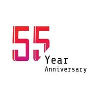 Ilustración de diseño de plantilla de vector de color rojo de celebración de aniversario de 55 años