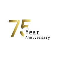 75 Year Anniversary Celebration Gold White Background Color Vector Template Design Illustration