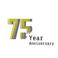 Ilustración de diseño de plantilla de vector de color de fondo blanco dorado de celebración de aniversario de 75 años