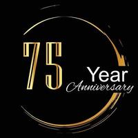 75 Year Anniversary Celebration Gold Black Background Color Vector Template Design Illustration