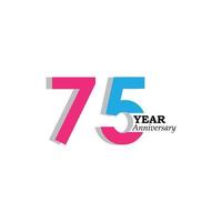 75 Year Anniversary Celebration Color Vector Template Design Illustration