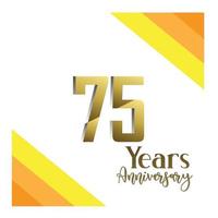 Ilustración de diseño de plantilla de vector de color de fondo blanco dorado de celebración de aniversario de 75 años