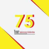 Ilustración de diseño de plantilla de vector de color amarillo celebración de aniversario de 75 años