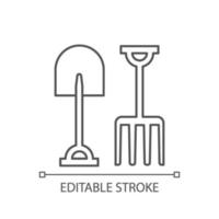 Garden fork and spade linear icon vector