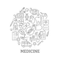 diseño de concepto lineal abstracto de medicina con título vector