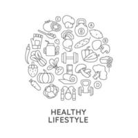 Healthy lifestyle abstract linear concept layout with headline vector