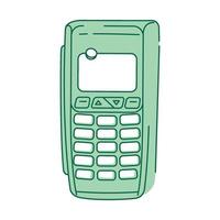 NFC device, payment terminal green linear object vector