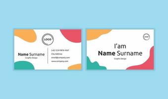 Beautiful business card template ready to print with pastel color. Creative business card concept with place for logo or photo. Flat simple design of business card vector illustration