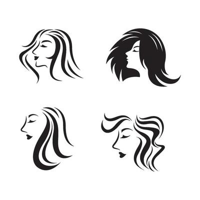 hairstyle logo. lush hair icon. beauty salon emblem. face in profile woman.  brush drawing isolate. vector flat style illustration 13572345 Vector Art  at Vecteezy