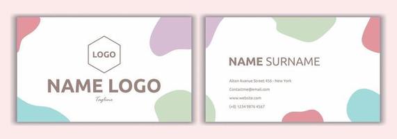 Business card template ready to print with pastel color. Modern creative business card and name card, horizontal simple clean template design layout. Restaurant, cafe or boutique branding elements. vector