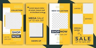 Trendy template for social networks stories vector illustration. Social media stories frame. Light yellow design background color shape for social media. Mockup for personal Social media blog or shop