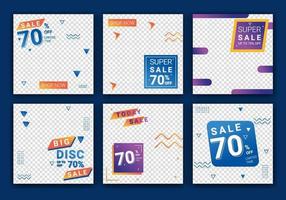 Sale template collection for promotion sale. Square banners for social media post, design for ads, template for fashion sale, web or internet post and social media post design. Vector illustration