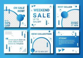 Editable template post for ig feed post ads. Web banner ads for promotion design with blue gradient color. Minimalist style for sale your product. Abstract social media design vector illustration