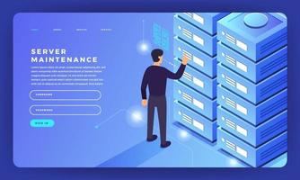 Mock-up design website flat design concept server hosting information. Vector illustration.