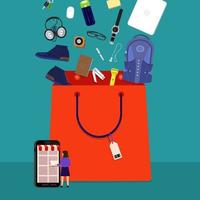 Online shopping bag vector