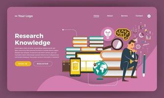 Mock-up design website flat design concept digital marketing. Research Knowledge.  Vector illustration.