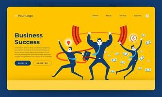 Mock-up design website flat design concept business success people skill.  Vector illustration.