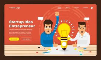 Mock-up design website flat design concept startup idea business present by entrepreneur. Vector illustration.