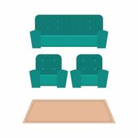 Set of sofa. Collection of chair and couches cartoon flat furnishings with different models of settee icons. Comfortable lounge for interior design isolated on white background. Vector illustration