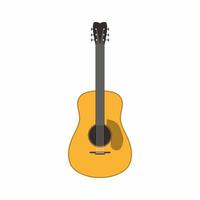 A guitar for holidaymakers in summer camp flat vector illustration. Wooden acoustic guitar for leisure camping entertainment isolated on white background. Picnic while enjoying nature concept.