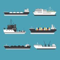 Set of flat vector web banners on the theme of sea transportation.