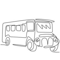 dibujo de una linea de bus en la ciudad. un transporte público urbano aislado sobre fondo blanco. transporte de pasajeros concepto continuo boceto dibujado a mano simple lineart, estilo minimalista vector