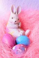 Easter eggs and rabbit photo