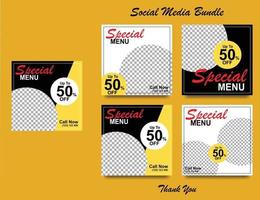 Social media banner for food business. Food social media template for restaurant business. Modern social template post banner. Food discount post template. vector