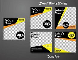 Social media banner for food business. Food social media template for restaurant business. Modern social template post banner. Food discount post template. vector