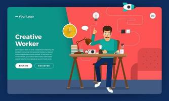 Flat design concept creative worker. Vector illustrate.