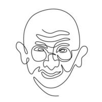 mahatma gandhi, la figura india, dibujo continuo de una línea. Gandhi es un hombre que líder del movimiento de independencia de la India del dominio británico, que empleó la resistencia no violenta. ilustración vectorial vector