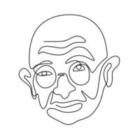 un dibujo de línea continua de mahatma gandhi. una figura india que fue el líder de la independencia india aislada sobre fondo blanco. día de la república de la india, 26 de enero ilustración vectorial vector