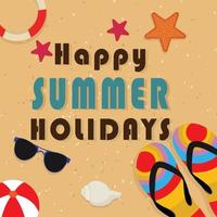 Happy summer holidays vector illustration with beach sand