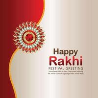 Beautiful crystal rakhi for happy raksha bandhan invitation card vector
