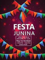 Festa junina invitation cards with guitar and hat vector