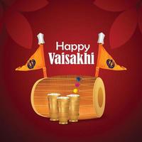 Ilustración de vector de feliz celebración de vaisakhi tarjeta de felicitación