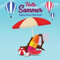 Summer holiday background with creative vector illustration and background