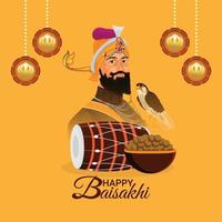 Happy vaisakhi celebration flat design concept vector