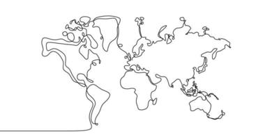 Continuous line drawing of globes earth. Globe similar world map silhouette backdrop for Education, Travel worldwide, info graphics, Science, Web Presentations isolated on white background vector