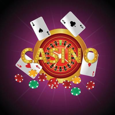 Casino luxury vip invitation card with playing cards and casino chips