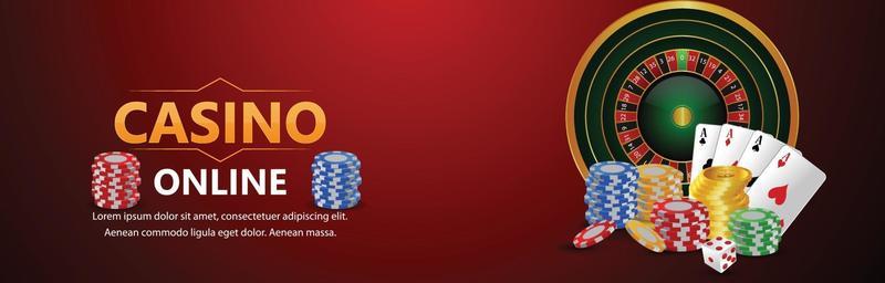 Casino roulette gamling game with playing cards banner