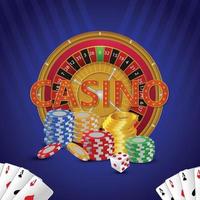 Casino gambling game vector illustration with slot and casino chips