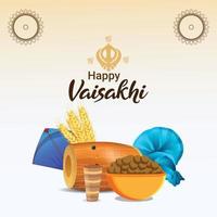 Happy vaisakhi indian sikh festival background with creative illustration vector